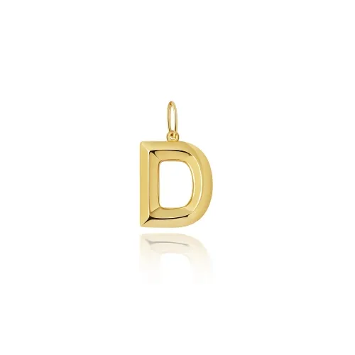 9ct Yellow Gold Initial Pendant D 11.6X13.8mm